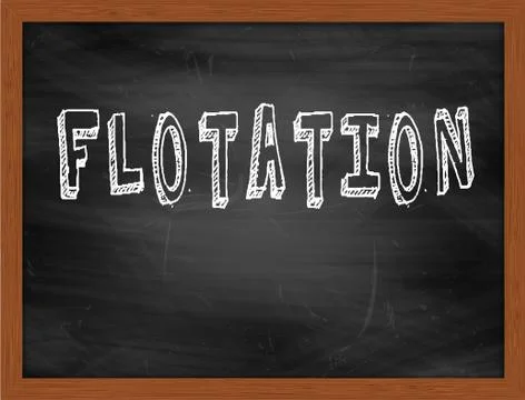 FLOTATION  hand writing text on black chalkboard Stock Illustration