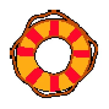 Flotation lifebuoy pixel art vector illustration 스톡 일러스트
