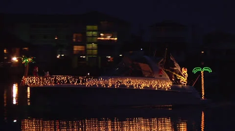 Flotilla boat tracking 2, pirate santa Stock Footage 24434585