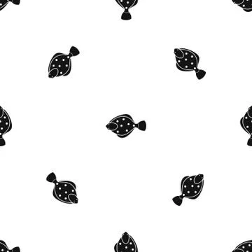 Flounder fish pattern seamless black 스톡 일러스트