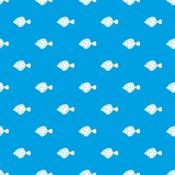 Flounder fish pattern seamless blue Stock Illustration