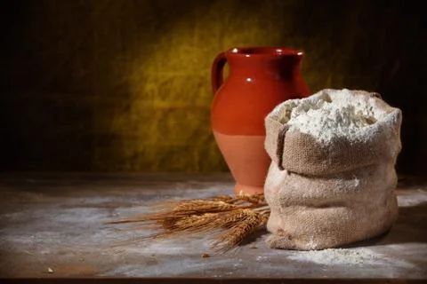 Flour and eggs. Stock Photos