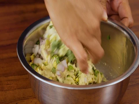 Flour and ingredients Getting Mixed-Closeup Shot Vídeo Stock 80452197