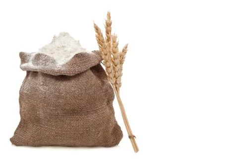 Flour and wheat ears Stock Photos