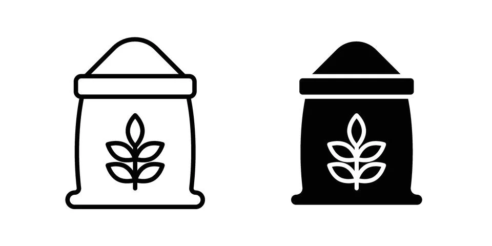 Flour bag icon vector concepts, line and silhouette style Stock Illustration