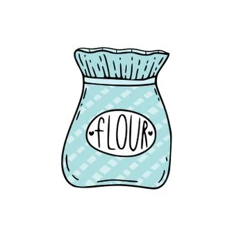 Flour bag icon. Vector illustration in doodle style. Stock Illustration