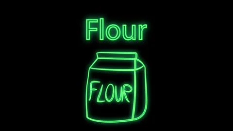 Flour in a bag neon icon. Elements of Food set. Simple icon for websites, web Stock Illustration