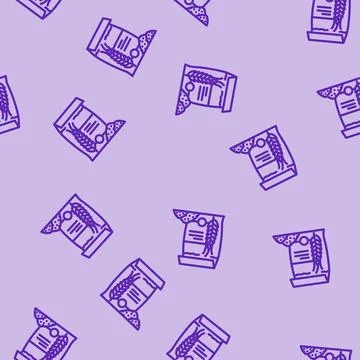 Flour barley line vector seamless pattern イラスト素材