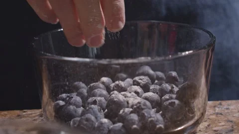 Flour blueberries slow motion Stock Footage 149944903