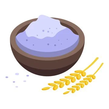Flour bowl icon isometric vector. Italian pasta Stock Illustration