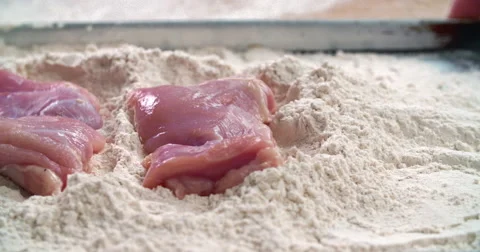 Flour chicken breast Video stock 58300906