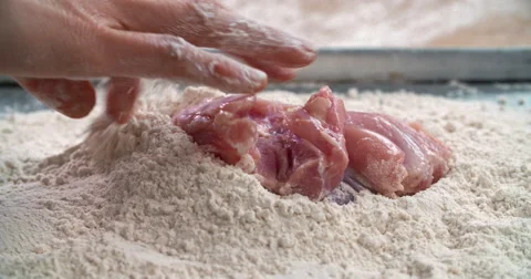 Flour chicken breast Video stock 58301507