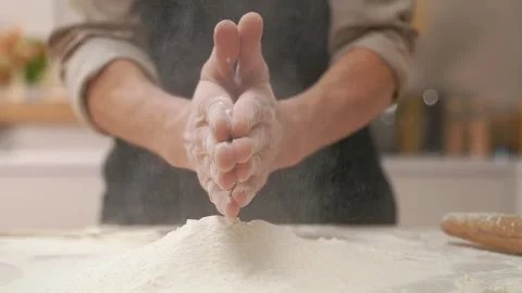 Flour Clap Hands Cook Stock Footage 273500400