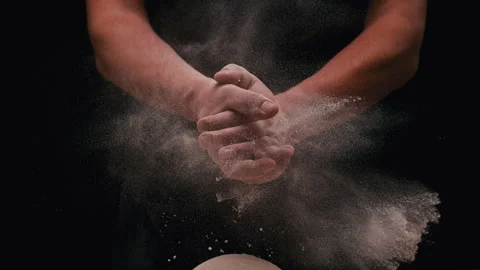 Flour Clapping Hands in slow motion Stock Footage 254930646