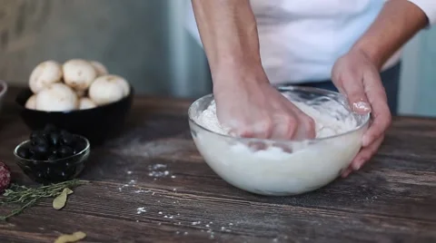 Flour the dough cooking Stock Footage 58418383