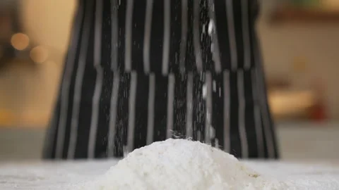 Flour drop on the table with for making various desserts. 스톡 동영상 153958345