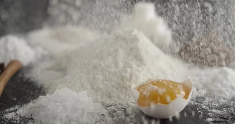 Flour explodes on the table Stock Footage 198701561