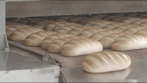 Flour factory, flour sweets, bread, pie, biscuits Stock Footage 114417487