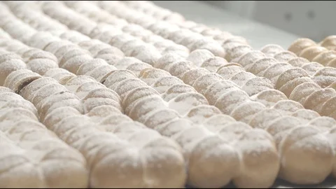 Flour factory, flour sweets, bread, pie, biscuits Stock Footage 114418181