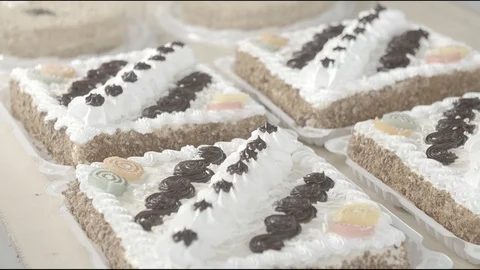 Flour factory, flour sweets, bread, pie, biscuits Stock Footage 114418430