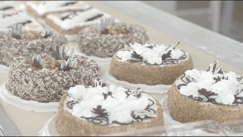 Flour factory, flour sweets, bread, pie, biscuits Stock Footage 114418484
