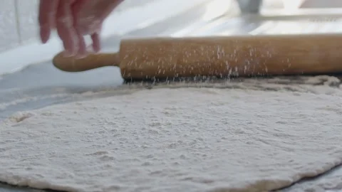 Flour Falling On Dough Stock Footage 202272431