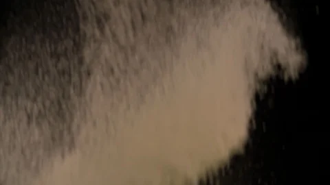 Flour falling as Snow on Black Background Slow Motion video VFX Stock Footage 102618840