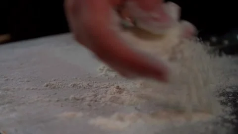 Flour Falls on Metal Surface Stock Footage 293257513