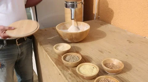 Flour Grinding in a Machine Stock Footage 52083587