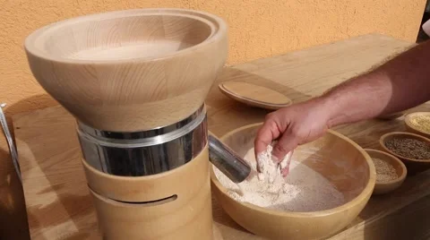 Flour Grinding in a Machine Stock Footage 52083617