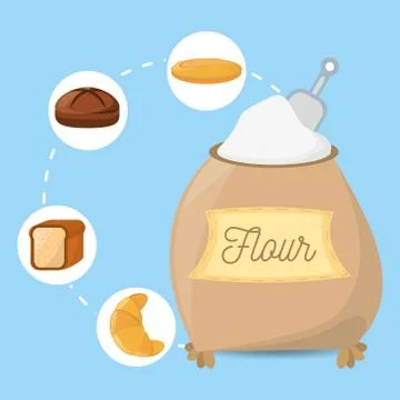 Flour ingient bakery bread Stock Illustration