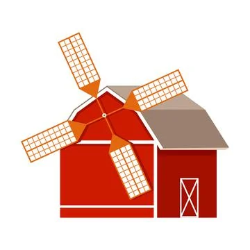 Flour Mill with Rotating Wind-stick or Blades Vector Illustration Stock Illustration