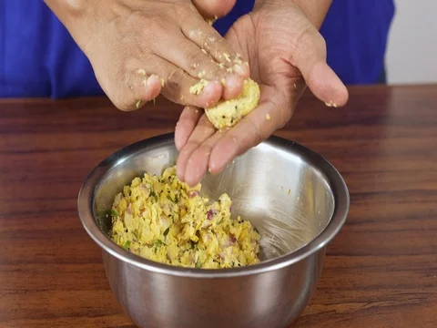 Flour Mixing and Shaping in Pan by Hand-Closeup Shot Stock Footage 80451755