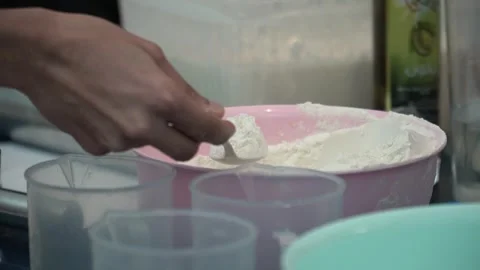 Flour Mixing in Kitchen Stock Footage 317472548