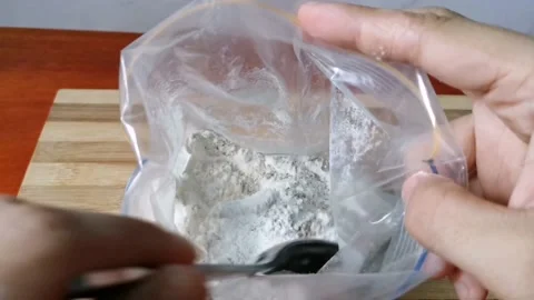 Flour Mixture Inside A Zip Lock Bag Stock Footage 161006065