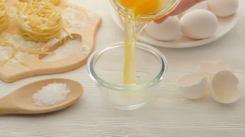 Flour ooking with raw egg, top view Stock Footage 62065269