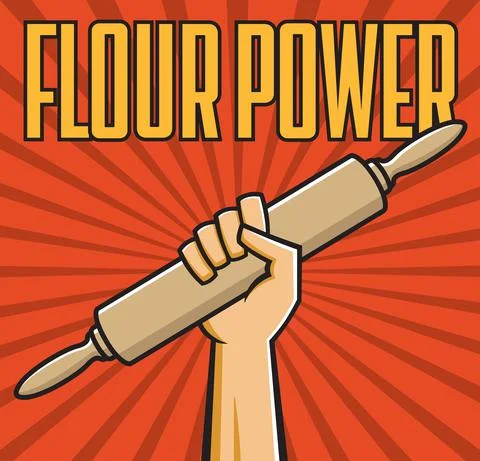 Flour power vector badge or emblem Stock Illustration