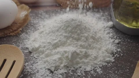 Flour preparation for baking at home kitchen space Stock Footage 334093744