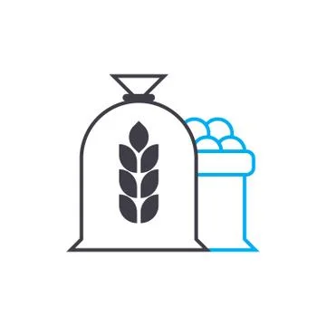 Flour production linear icon concept. Flour production line vector sign, symbol Stock Illustration