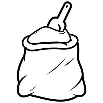 Flour sack and scoop. Vector illustration Stock Illustration