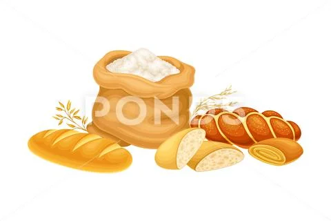 Dough spoon icon flat flour pastry Royalty Free Vector Image