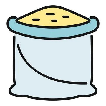 Flour sack containing grain for baking ingredients Stock Illustration