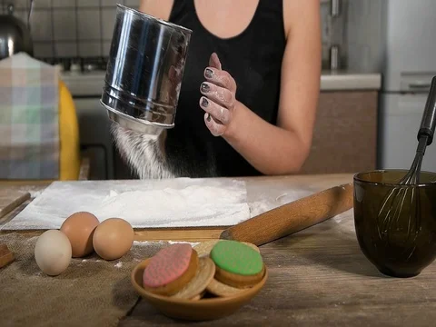 Flour sieved Stock Footage 75073342