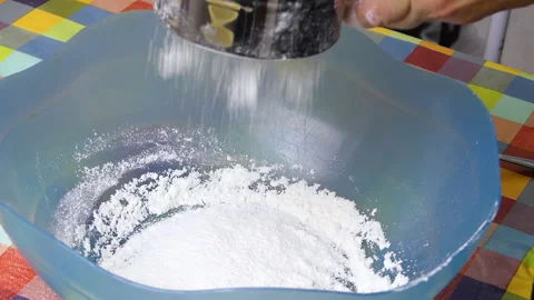 Flour Sifting Preparing for Culinary Delights Stock Footage 319012243