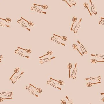 Flour spoon wheat glyph vector seamless pattern 스톡 일러스트