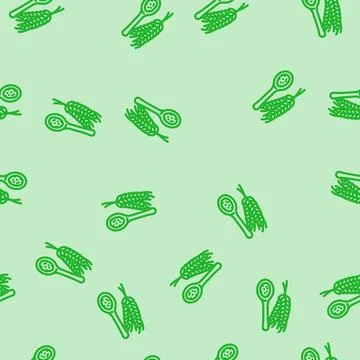 Flour spoon wheat line vector seamless pattern イラスト素材