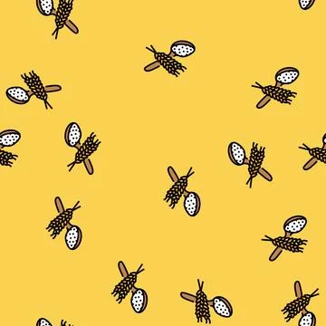 Flour spoon wheat vector seamless pattern 스톡 일러스트