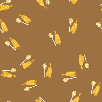 Flour spoon wheat vector seamless pattern Stock Illustration