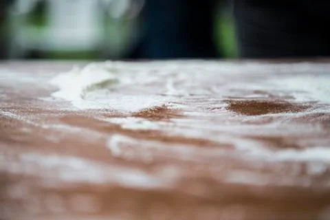 Flour on table Stock Photos