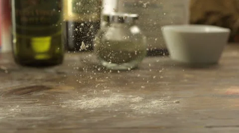 Flour on table, Slow Motion Stock Footage 24845066